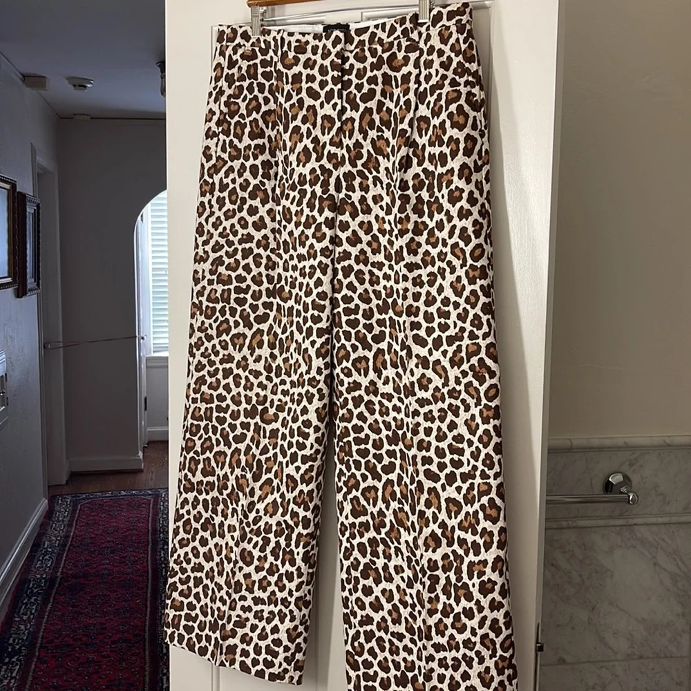 J.Crew Collection pleated wide-leg pant in leopard trench canvas BP297